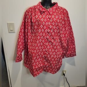 Roman's size 5x red/white western button down shirt